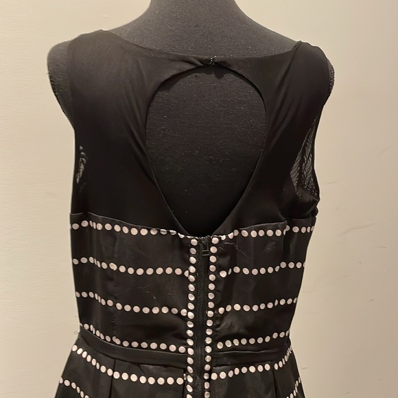 Taylor Dress Women Size 14 Black White Dressy Formal Polka Dots Stripe Pleated - Picture 6 of 14